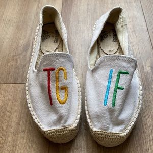 “TGIF” espadrilles worn a couple times indoors